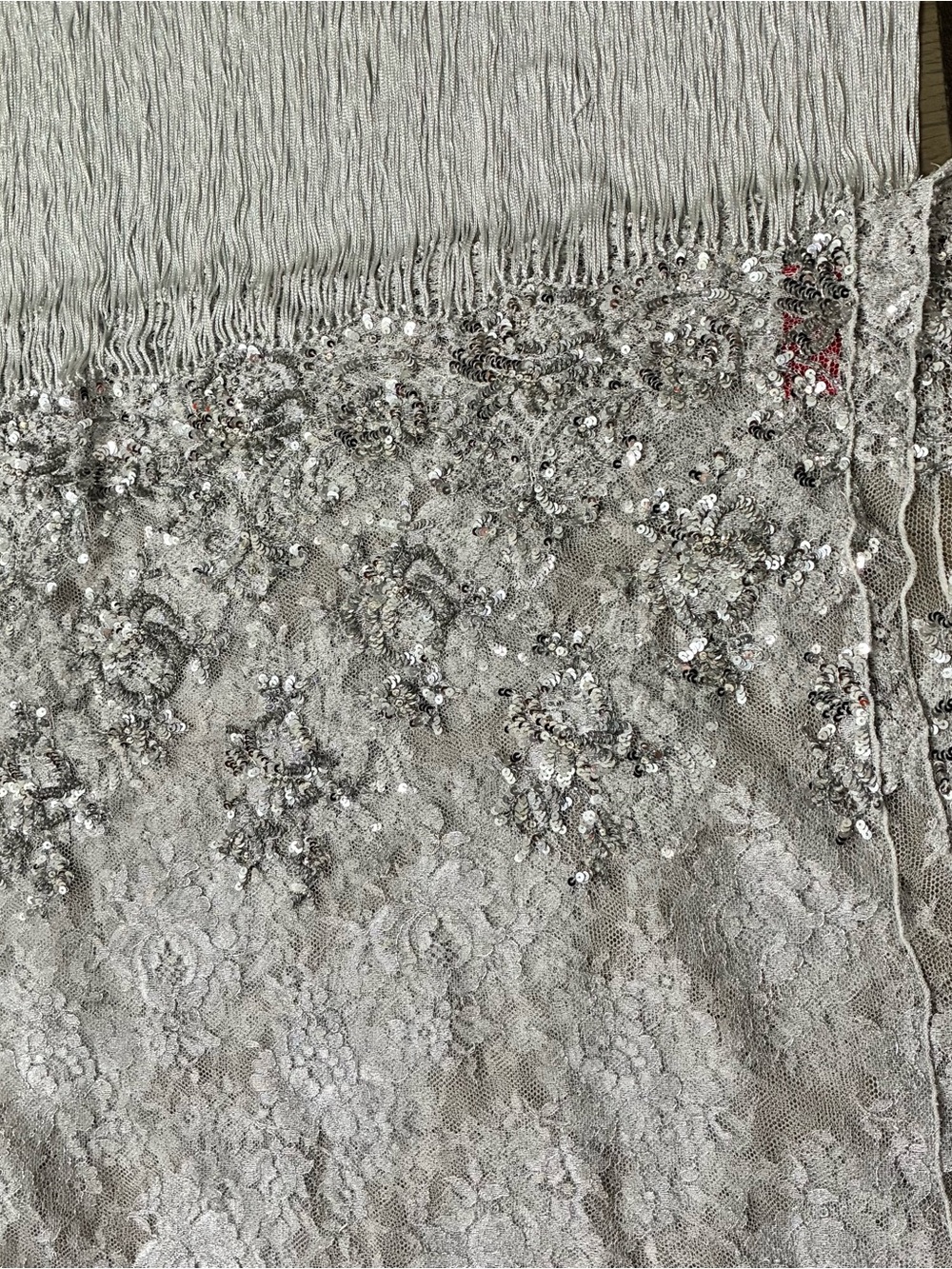Valentino Garavani Silver Lace Sequin Scarf